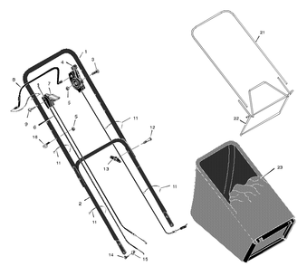 Handle And Bag Assembly Diagram and Parts List for 20605X31A 1997 Briggs and Stratton Lawn Mower